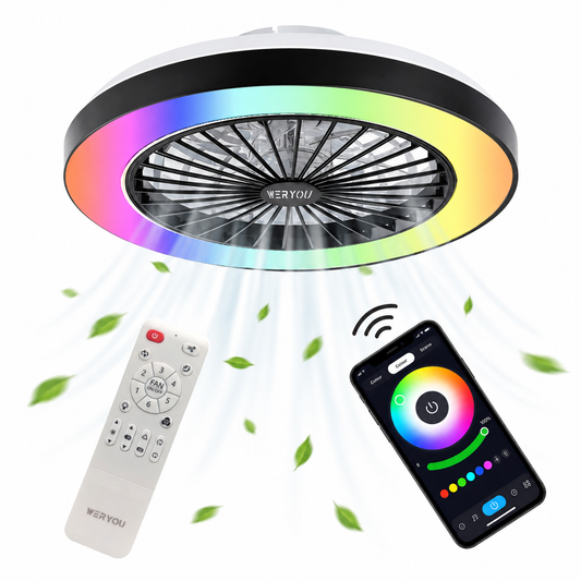 WERYOU® illuminAIR Aurora Plafondventilator met Verlichting – Zwart