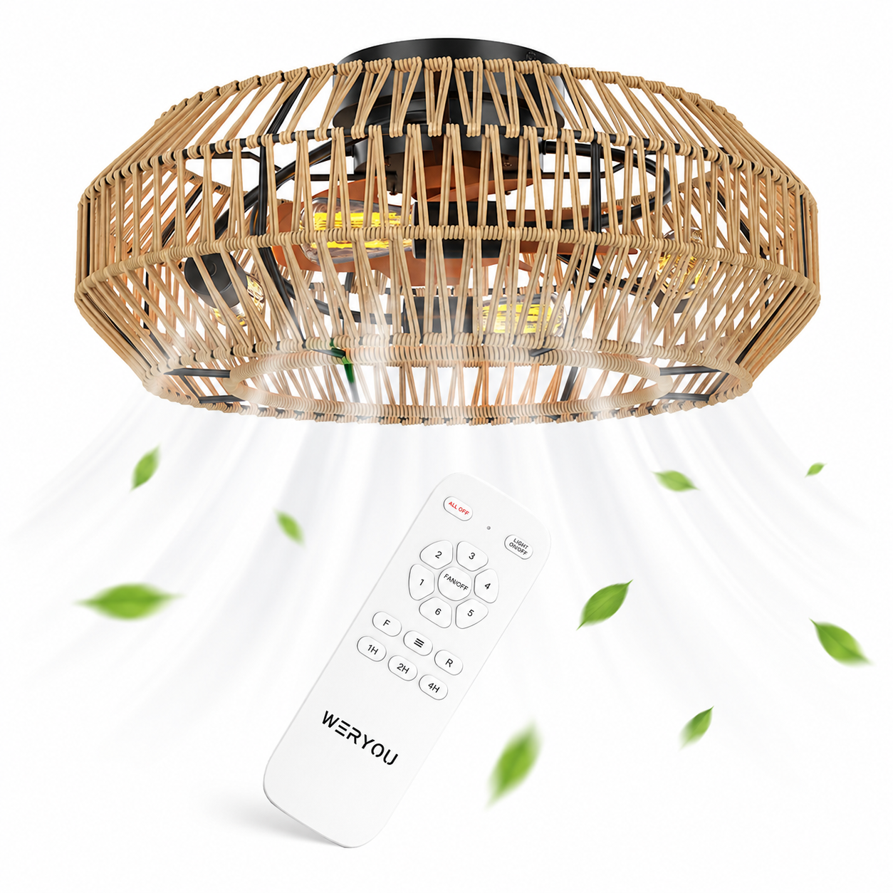 WERYOU® illuminAIR Lumina Plafondventilator met Verlichting – Naturel
