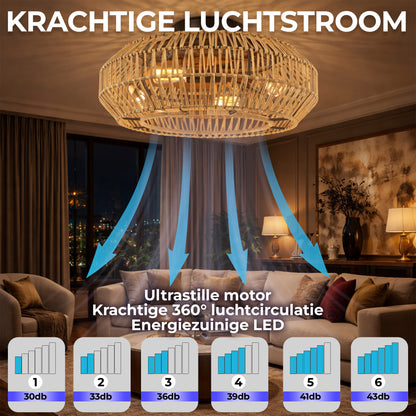 WERYOU® illuminAIR Lumina Plafondventilator met Verlichting – Naturel