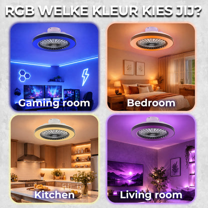 WERYOU® illuminAIR Aurora Plafondventilator met Verlichting – Zwart