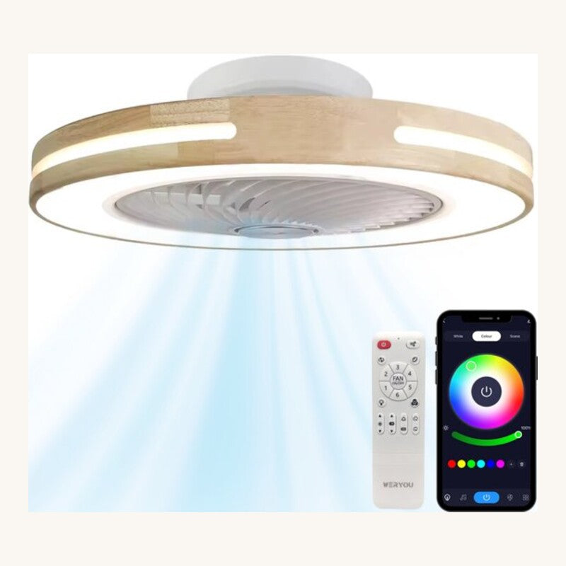 Weryou Natura plafondventilator houtlook met RGB en smart app