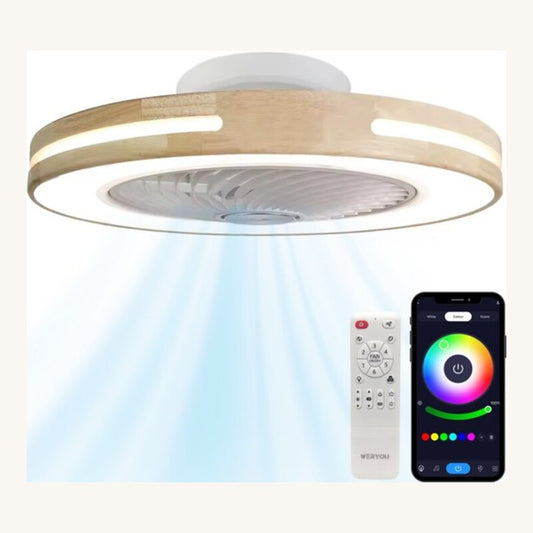Weryou Natura plafondventilator houtlook met RGB en smart app